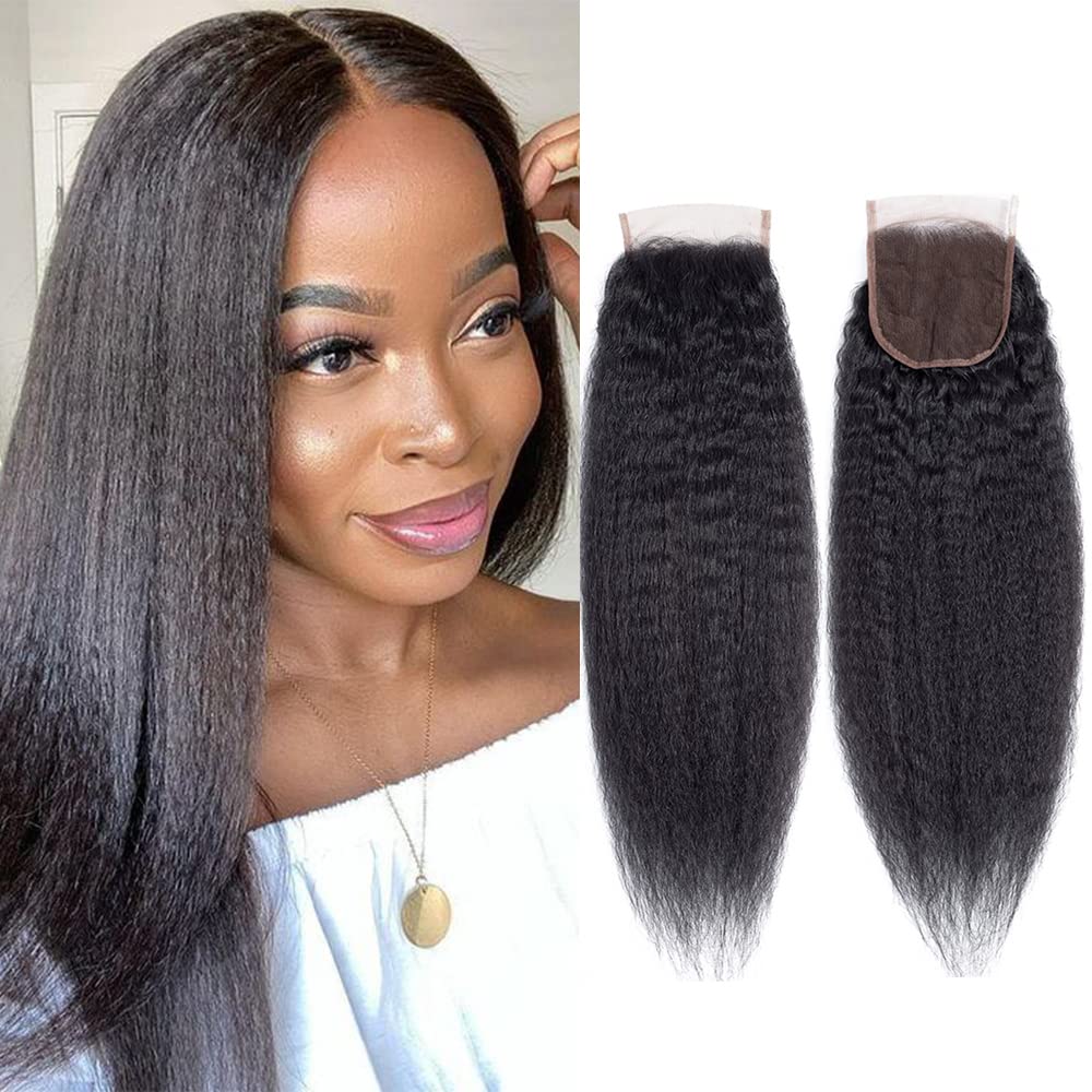 4x4 Kinky Straight Lace Closure - My Aurea Beauty